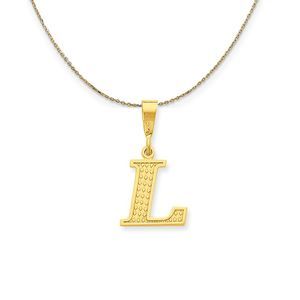 14k Yellow Gold, Ashley, Initial L Necklace - 18 Inch